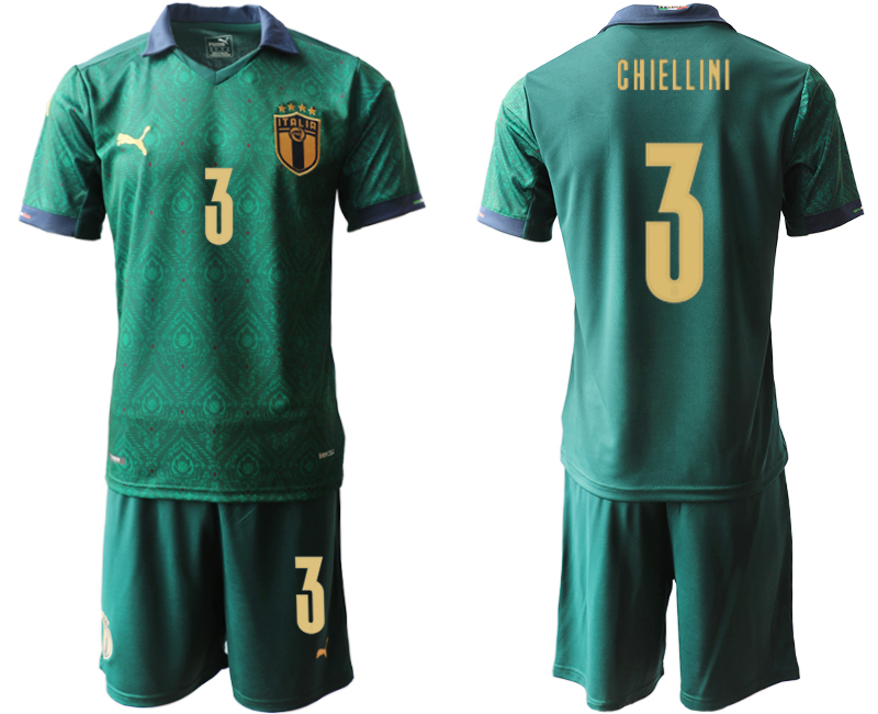 2020-21 Italy away 3# CHIELLINI Dark green soccer jerseys