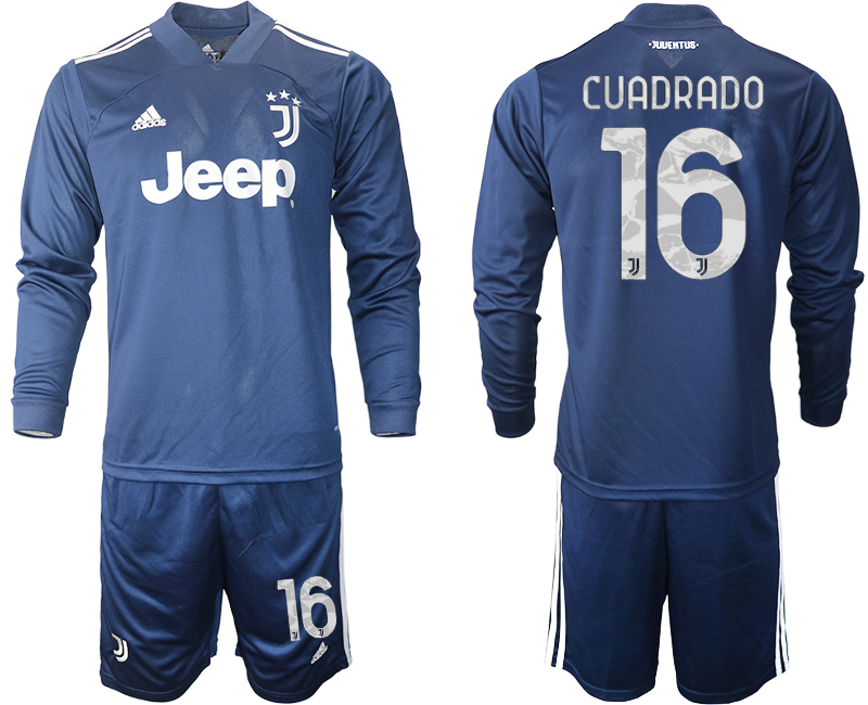 2020-21 Juventus away 16# CUADRADO long sleeve soccer jerseys