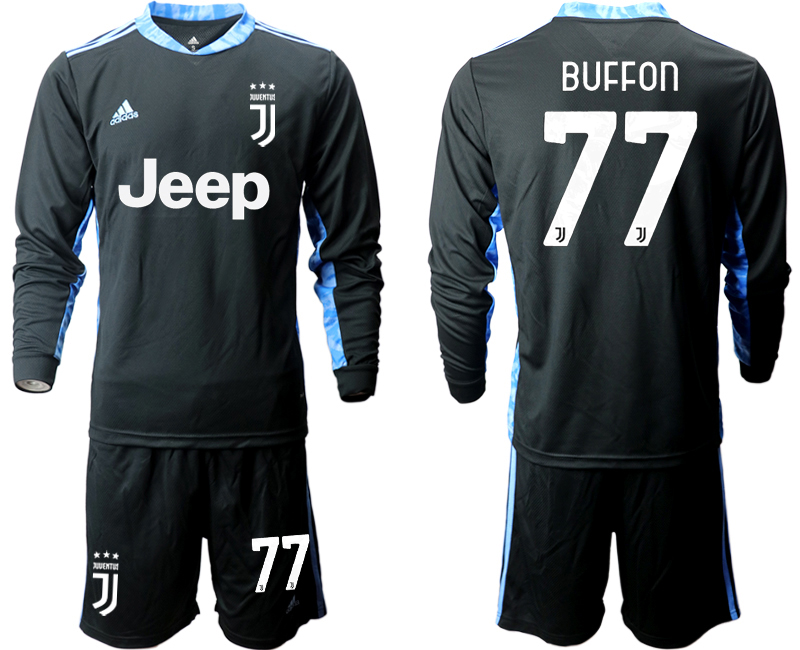 2020-21 Juventus black goalkeeper 77# BUFFON long sleeve soccer jerseys