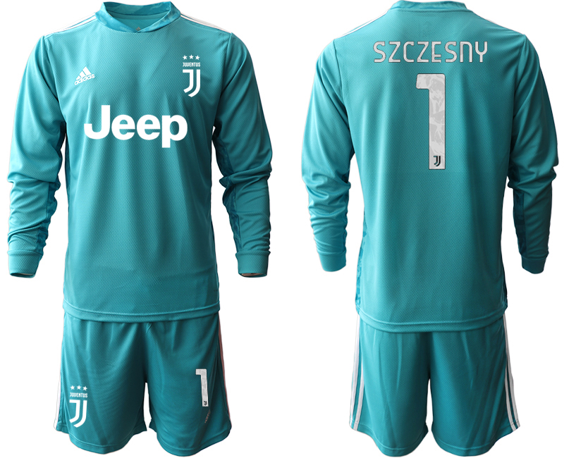 2020-21 Juventus lake blue goalkeeper 1# SZCZESNY long sleeve soccer jerseys