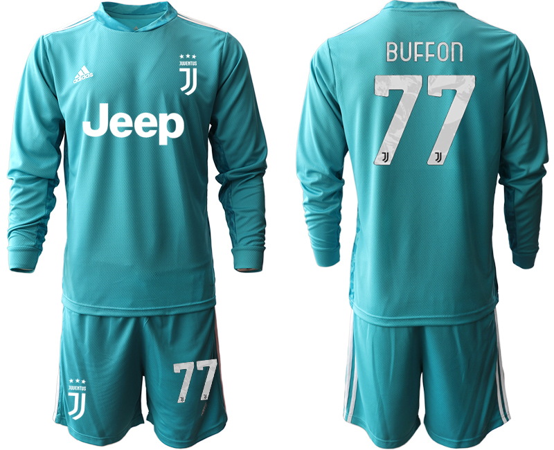 2020-21 Juventus lake blue goalkeeper 77# BUFFON long sleeve soccer jerseys