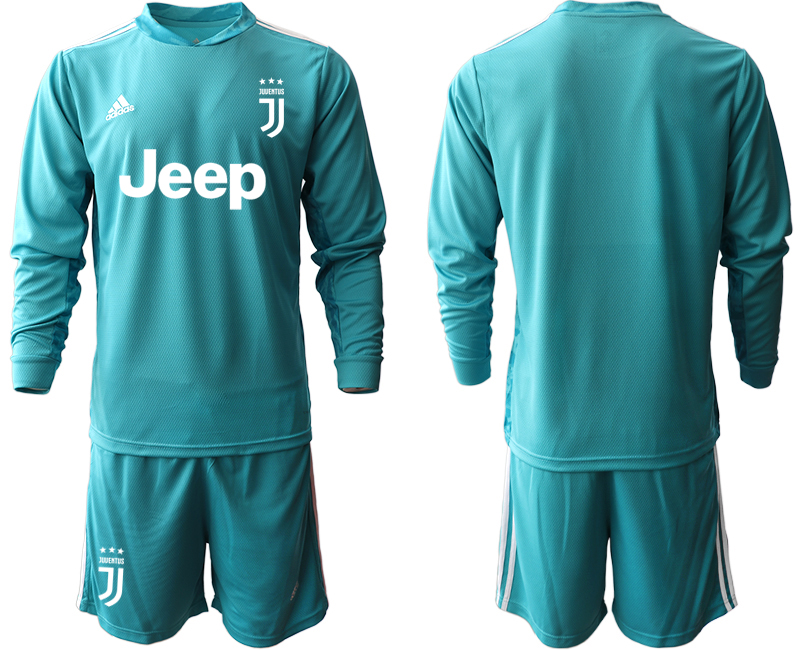 2020-21 Juventus lake blue goalkeeper long sleeve soccer jerseys