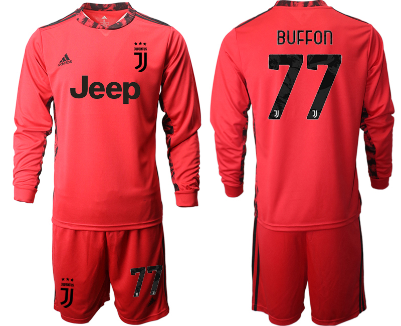 2020-21 Juventus red goalkeeper 77# BUFFON long sleeve soccer jerseys