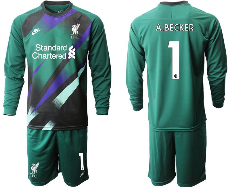 2020-21 Liverpool Dark green goalkeeper 1# A.BECKER long sleeve soccer jerseys