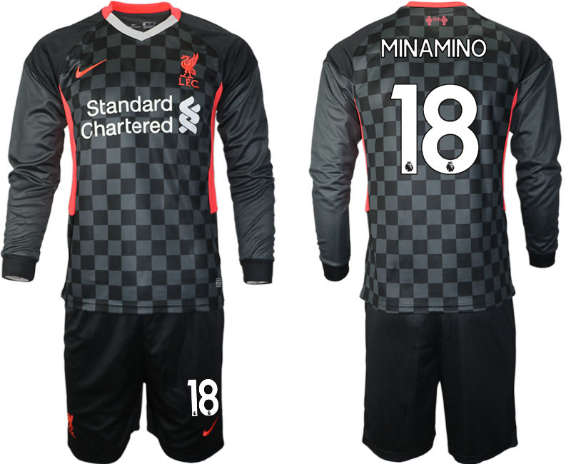 2020-21 Liverpool away  18# MINAMINO long sleeve soccer jerseys