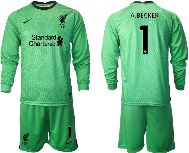 2020-21 Liverpool green goalkeeper 1# A.BECKER long sleeve soccer jerseys