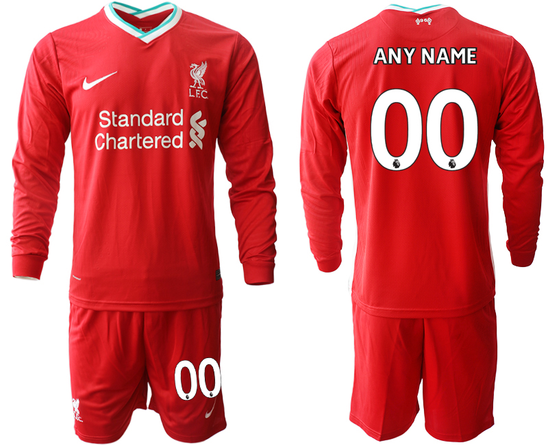 2020-21 Liverpool home any name custom long sleeve soccer jerseys