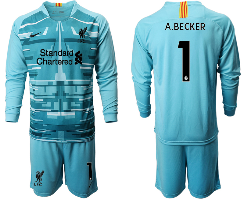 2020-21 Liverpool lake blue goalkeeper 1# A.BECKER long sleeve soccer jerseys