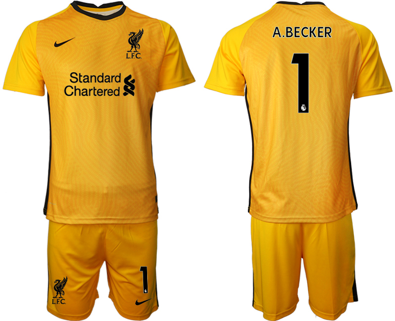 2020-21 Liverpool yellow goalkeeper 1# A.BECKER soccer jerseys