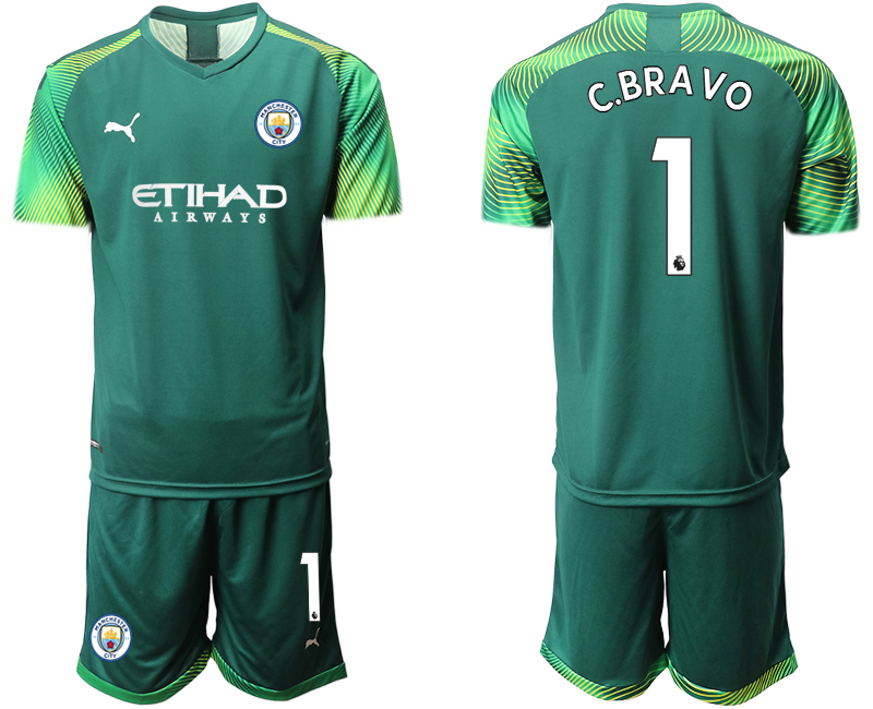 2020-21 Manchester City Dark green goalkeeper 1# C.BRAVO soccer jerseys