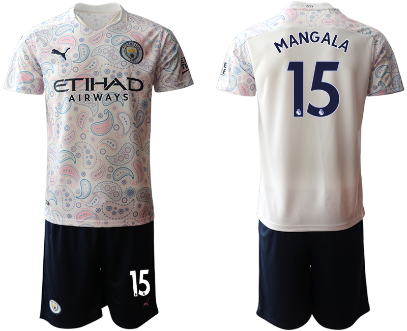 2020-21 Manchester City away 15# MANGALA white soccer jerseys