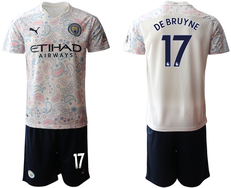 2020-21 Manchester City away 17# DE BRUYNE white soccer jerseys