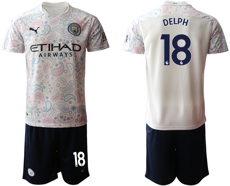 2020-21 Manchester City away 18# DELPH white soccer jerseys