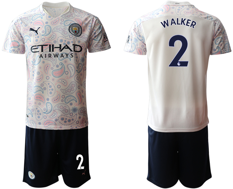 2020-21 Manchester City away 2# WALKER white soccer jerseys