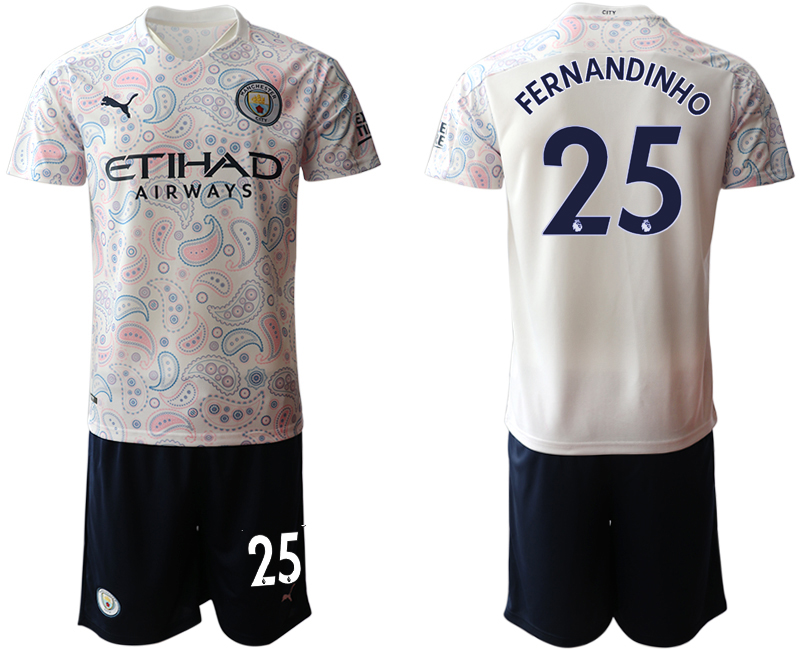 2020-21 Manchester City away 25# FERNANDINHO white soccer jerseys