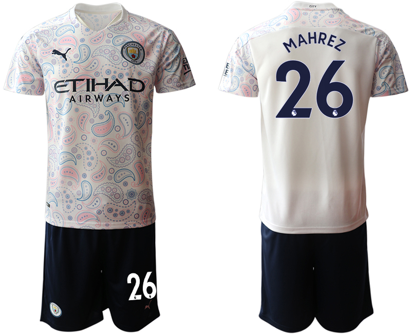 2020-21 Manchester City away 26# MAHREZ white soccer jerseys