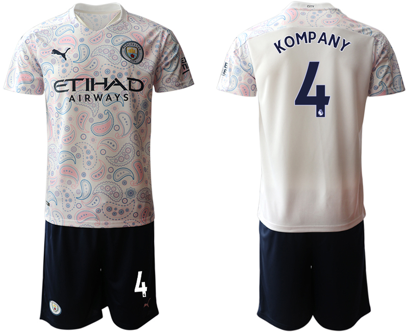 2020-21 Manchester City away 4# KOMPANY white soccer jerseys