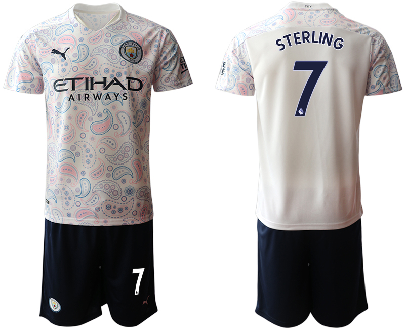 2020-21 Manchester City away 7# STERLING white soccer jerseys