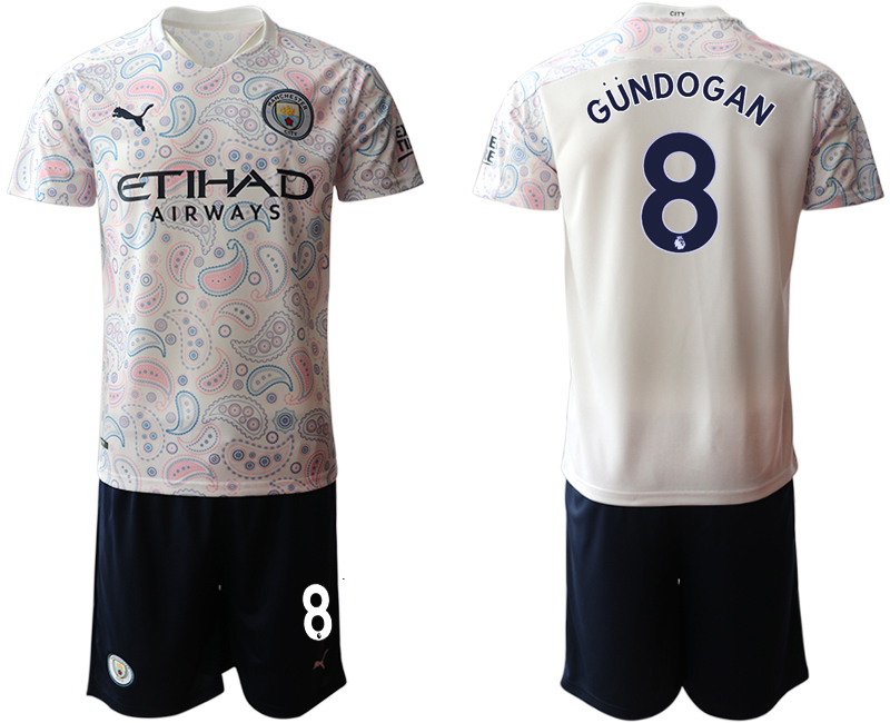 2020-21 Manchester City away 8# GUNDOGAN white soccer jerseys