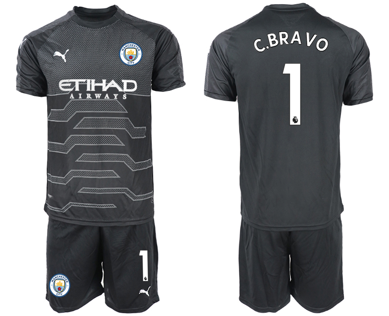 2020-21 Manchester City black goalkeeper 1# C.BRAVO soccer jerseys.