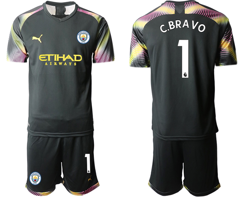 2020-21 Manchester City black goalkeeper 1# C.BRAVO soccer jerseys