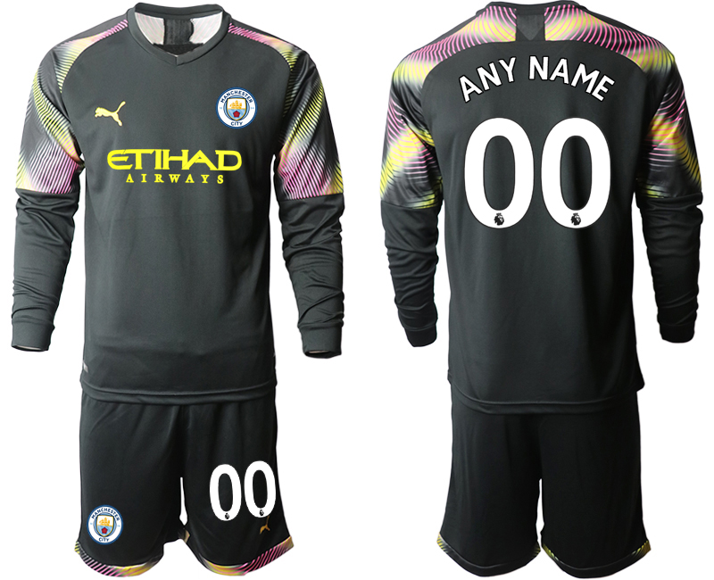 2020-21 Manchester City black goalkeeper any name custom long sleeve soccer jerseys