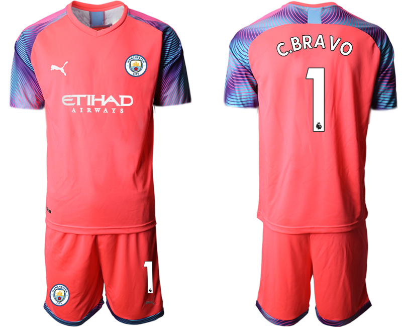 2020-21 Manchester City pink goalkeeper 1# C.BRAVO soccer jerseys