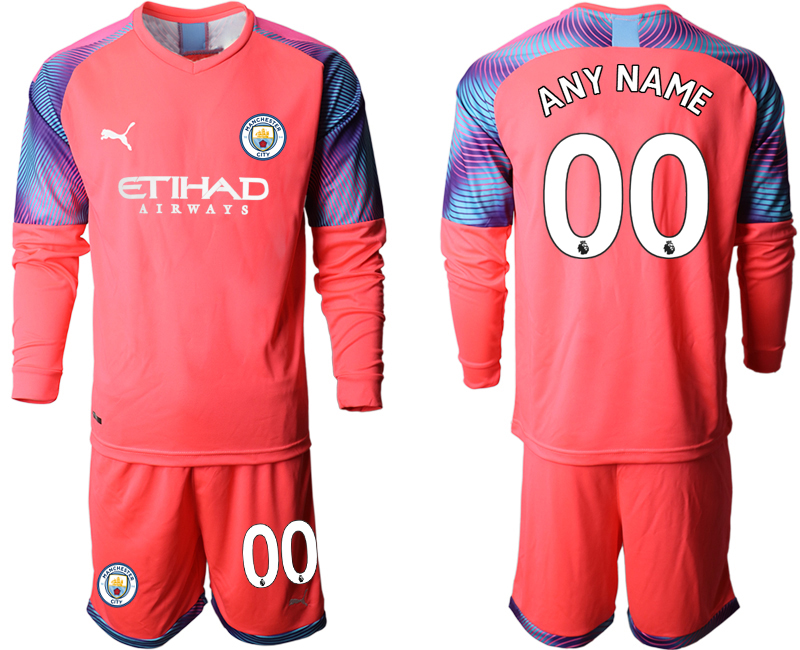 2020-21 Manchester City pink goalkeeper any name custom long sleeve soccer jerseys