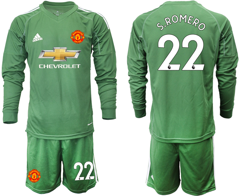 2020-21 Manchester United army green goalkeeper 22# S.ROMERO long sleeve soccer jerseys