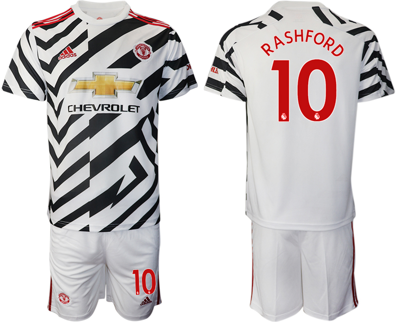 2020-21 Manchester United away 10# RASHFORD white soccer jerseys