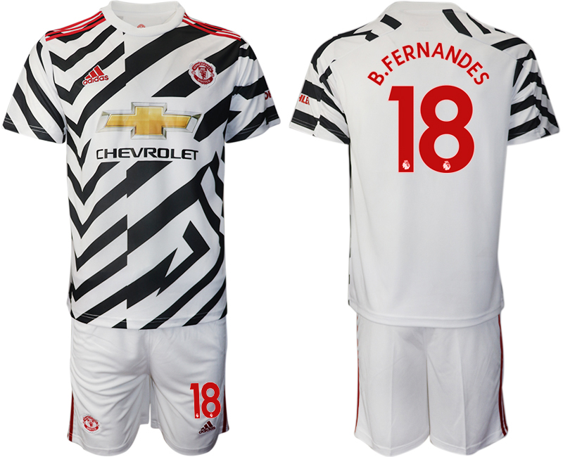 2020-21 Manchester United away 18# B.FERNANDES white soccer jerseys