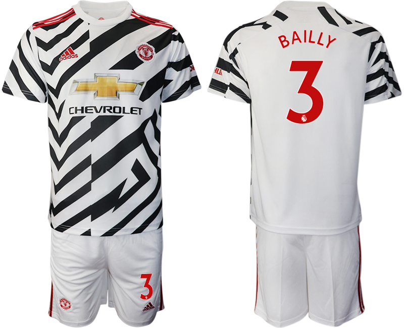 2020-21 Manchester United away 3# BAILLY white soccer jerseys