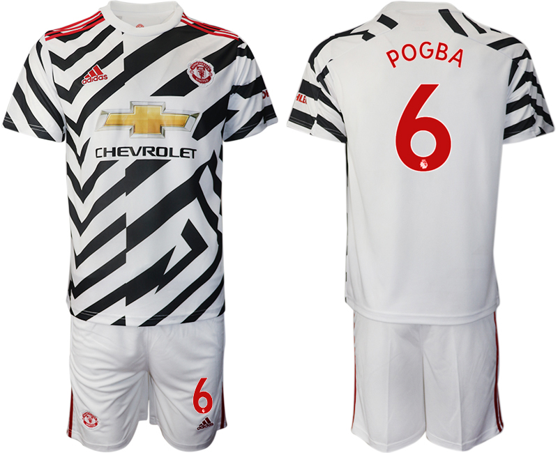 2020-21 Manchester United away 6# POGBA white soccer jerseys