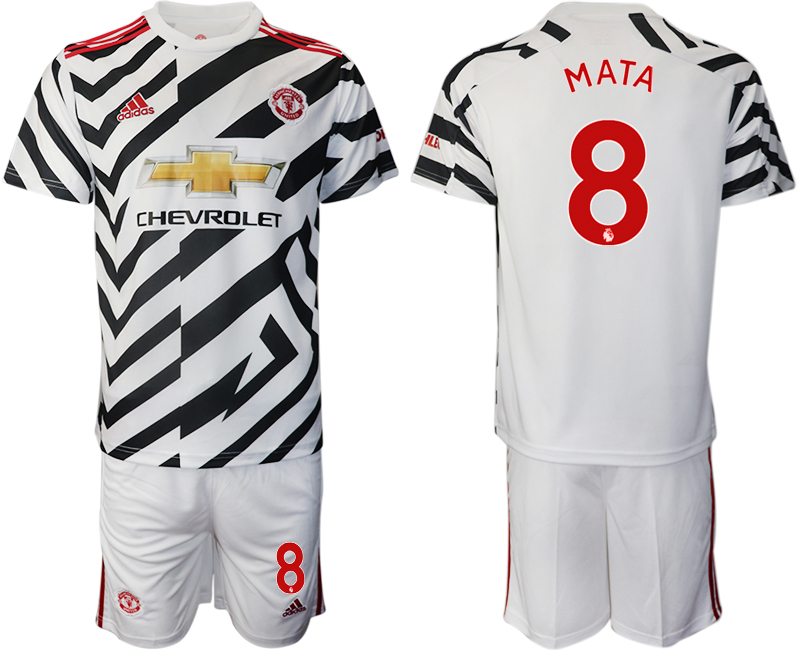 2020-21 Manchester United away 8# MATA white soccer jerseys