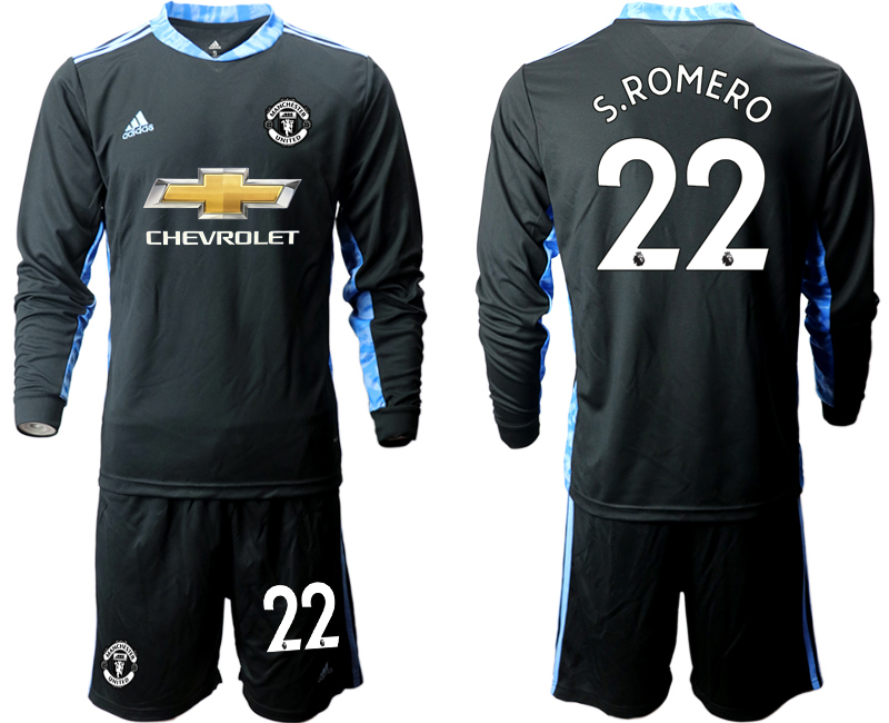 2020-21 Manchester United black goalkeeper 22# S.ROMERO long sleeve soccer jerseys