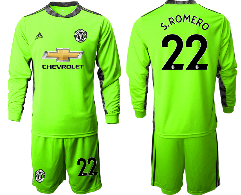 2020-21 Manchester United fluorescent green goalkeeper 22# S.ROMERO long sleeve soccer jerseys