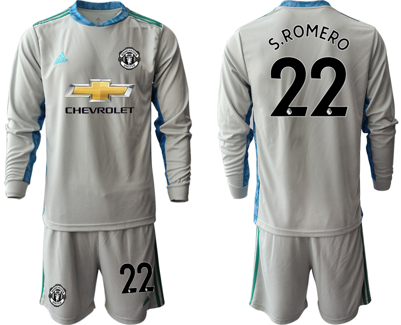 2020-21 Manchester United gray goalkeeper 22# S.ROMERO long sleeve soccer jerseys