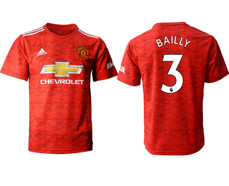 2020-21 Manchester United home aaa version 3# BAILLY soccer jerseys