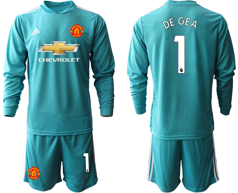 2020-21 Manchester United lake blue goalkeeper 1# DE GEA long sleeve soccer jerseys