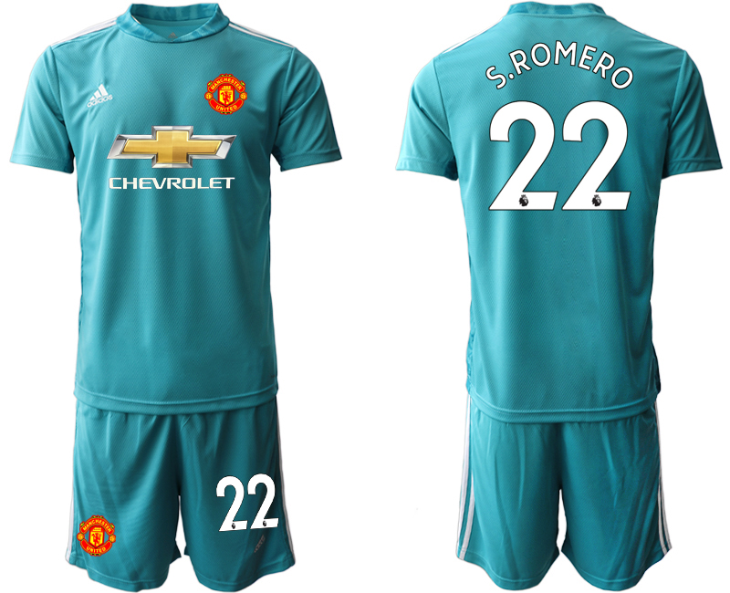 2020-21 Manchester United lake blue goalkeeper 22# S.ROMERO soccer jerseys