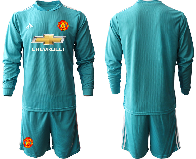 2020-21 Manchester United lake blue goalkeeper long sleeve soccer jerseys