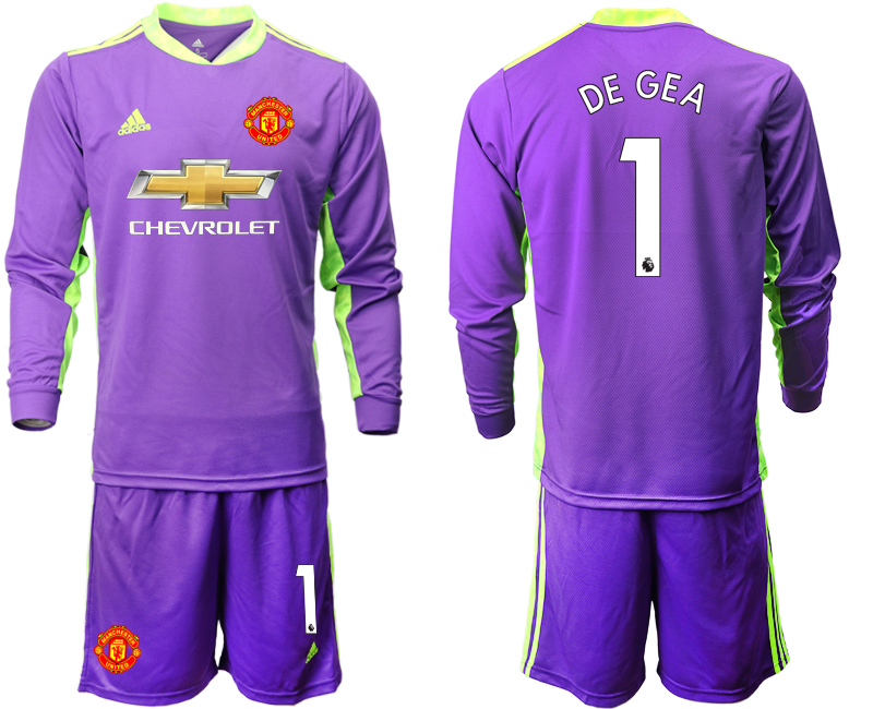 2020-21 Manchester United purple goalkeeper 1# DE GEA long sleeve soccer jerseys