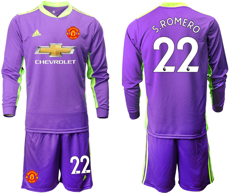 2020-21 Manchester United purple goalkeeper 22# S.ROMERO long sleeve soccer jerseys