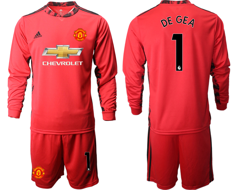 2020-21 Manchester United red goalkeeper 1# DE GEA long sleeve soccer jerseys