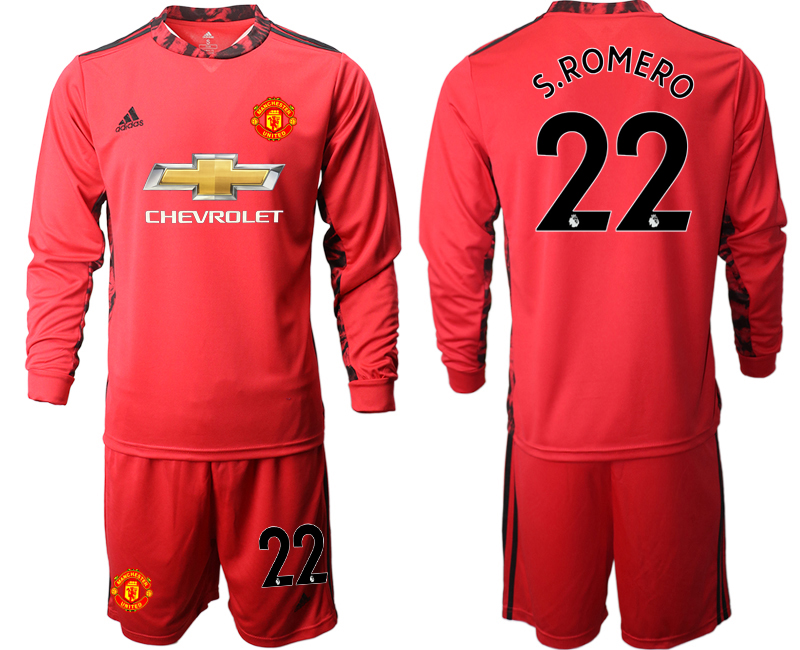 2020-21 Manchester United red goalkeeper 22# S.ROMERO long sleeve soccer jerseys