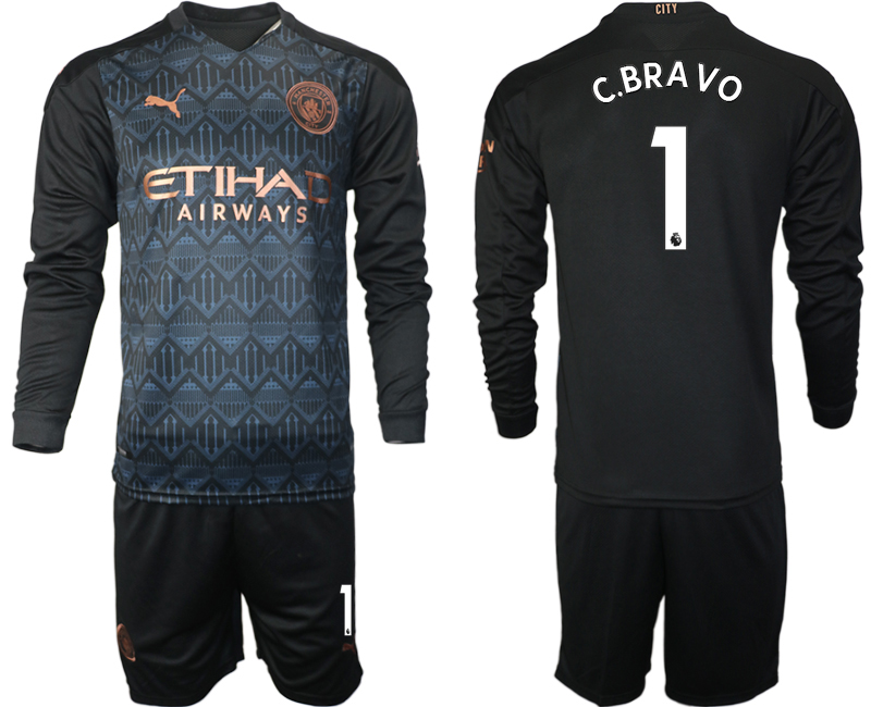 2020-21 Manchester city away 1# C.BRAVO black long sleeve soccer jerseys