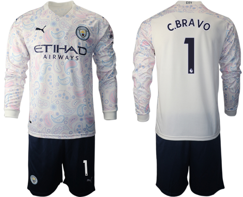 2020-21 Manchester city away 1# C.BRAVO long sleeve soccer jerseys