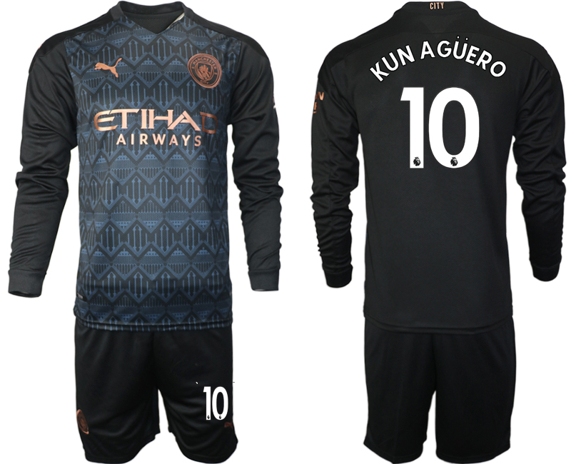 2020-21 Manchester city away 10# KUNAGUERO black long sleeve soccer jerseys