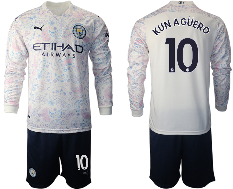 2020-21 Manchester city away 10# KUNAGUERO long sleeve soccer jerseys