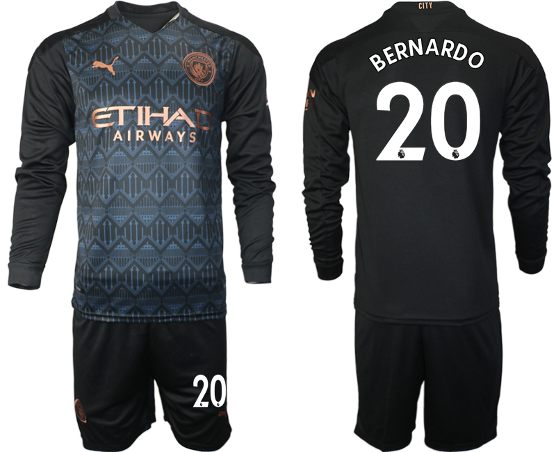 2020-21 Manchester city away 20# BERNARDO black long sleeve soccer jerseys